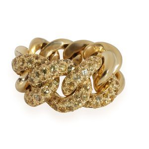 Pomellato Gourmette Sapphire Chain Ring in 18K Yellow Gold